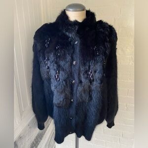 Beautiful vintage fur front sweater coat